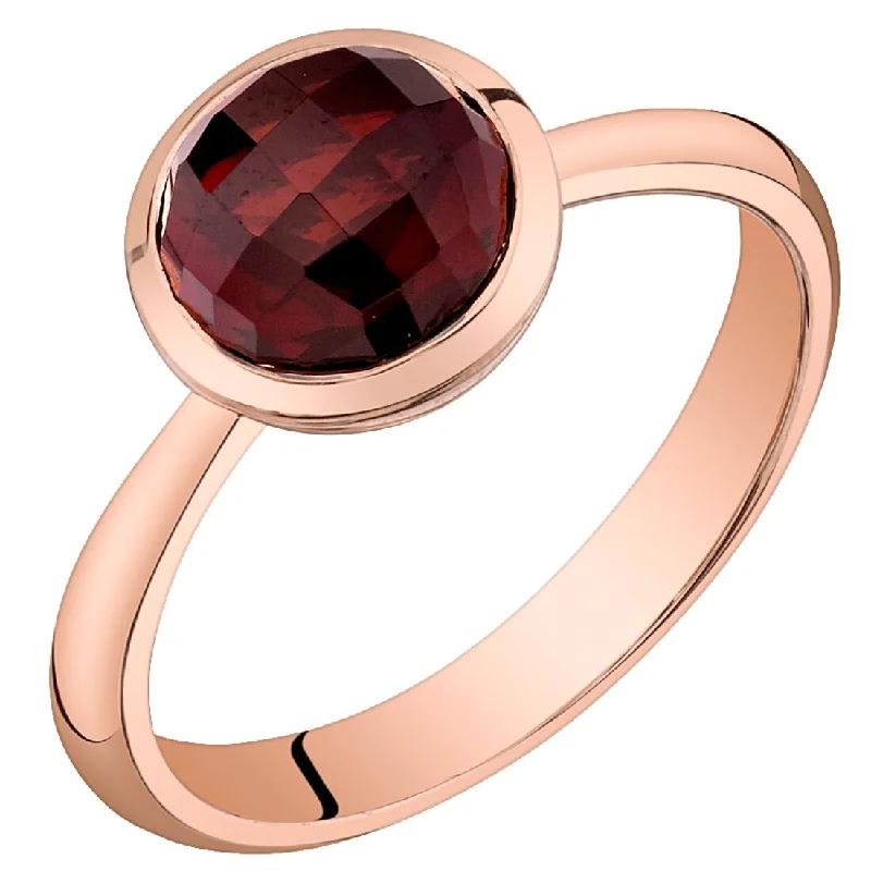 Vibrant gemstone rings with multicolor stone arrays -14k Rose Gold 2.5ct Garnet Solitaire Birthstone Ring