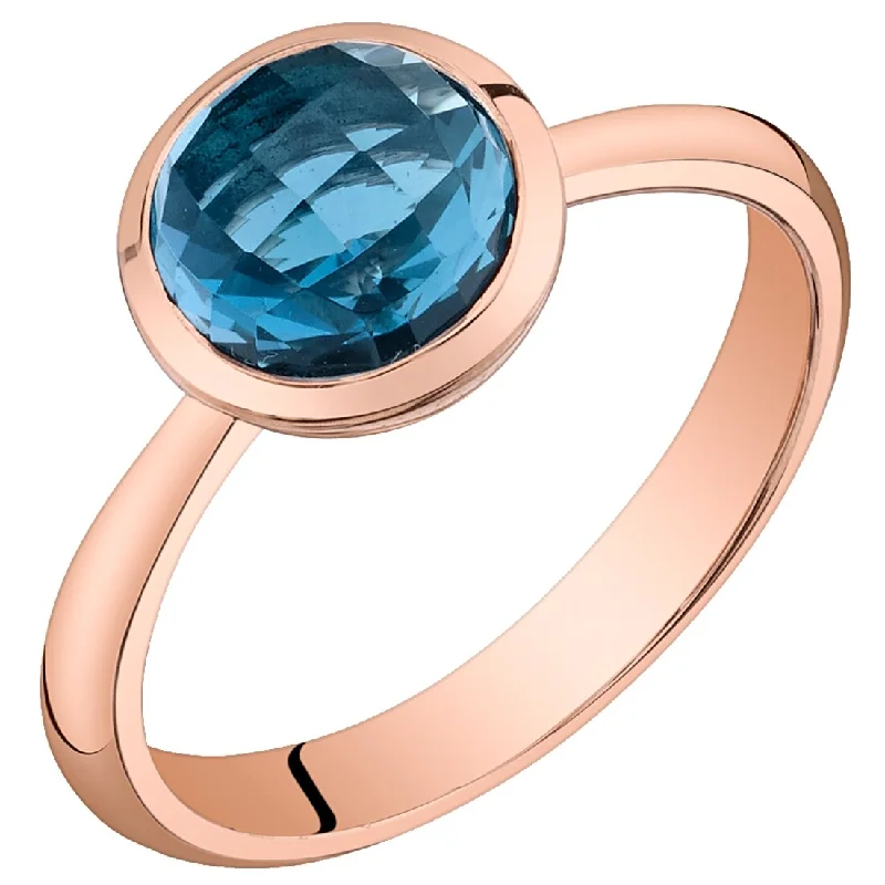 Gemstone rings inspired by vintage stone elegance -14k Rose Gold 2ct London Blue Topaz Solitaire Ring