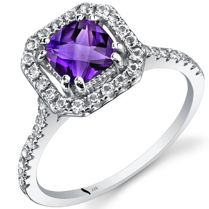 Gemstone rings featuring rose-cut stones for soft shine -14k White Gold 1.13ct Amethyst and White Topaz Ring