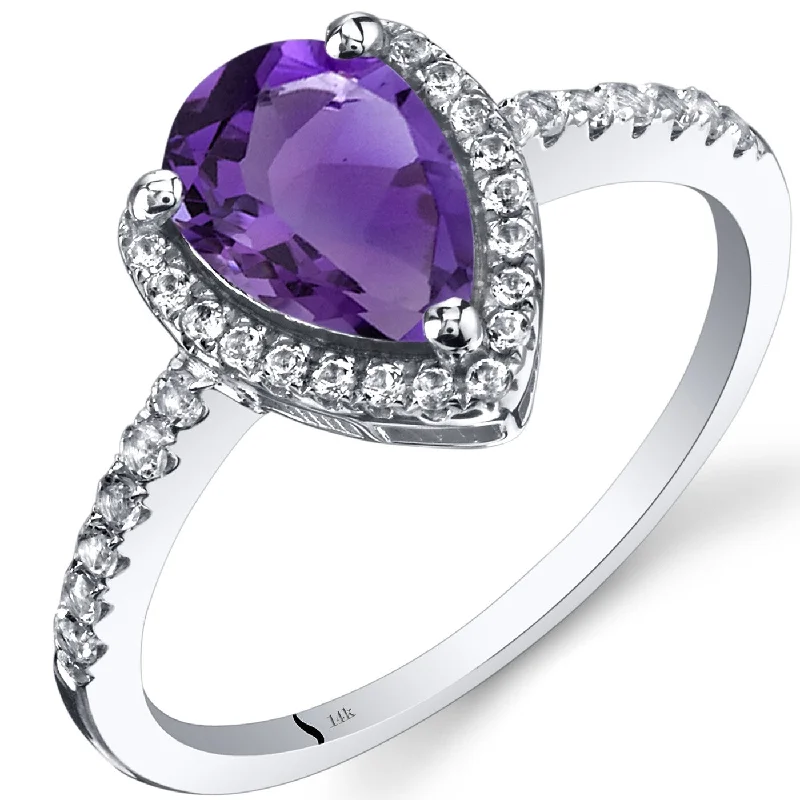 Sharp gemstone rings with modern stone cut elegance -14k White Gold 1.29ct Amethyst and White Topaz Ring