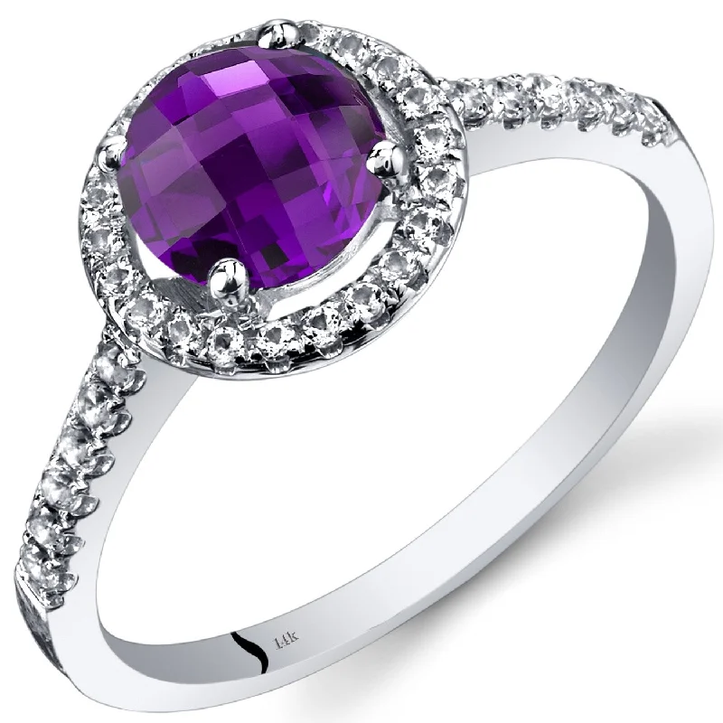 Modern gemstone rings with trendy stone designs -14k White Gold 1.34ct Amethyst and White Topaz Ring