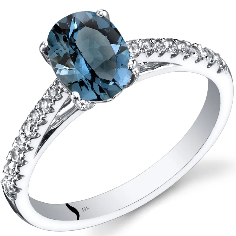 Artisan gemstone rings with unique stone craftsmanship -14k White Gold 1.41ct London Blue Topaz and White Topaz Ring