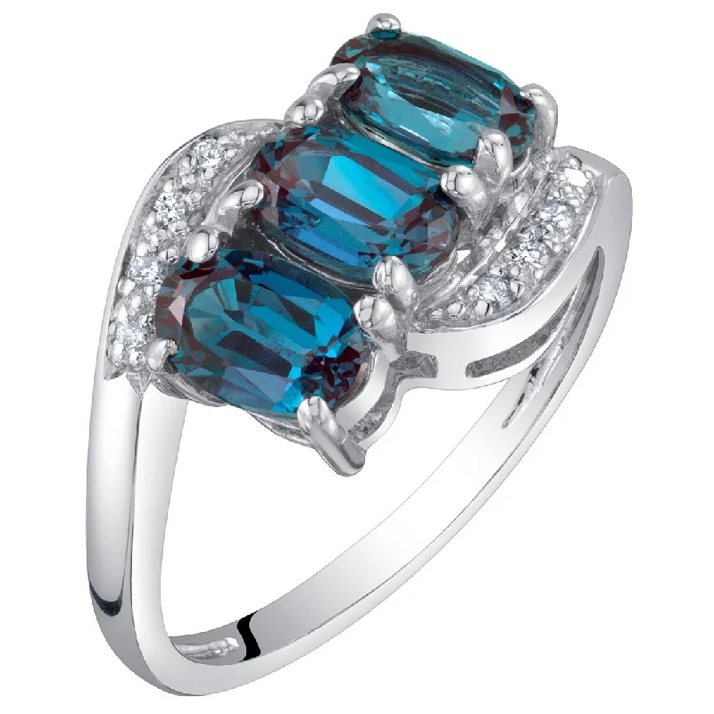 Gemstone rings featuring floral stones for gentle flair -14k White Gold 1.54ct Created Alexandrite and Diamond Ring