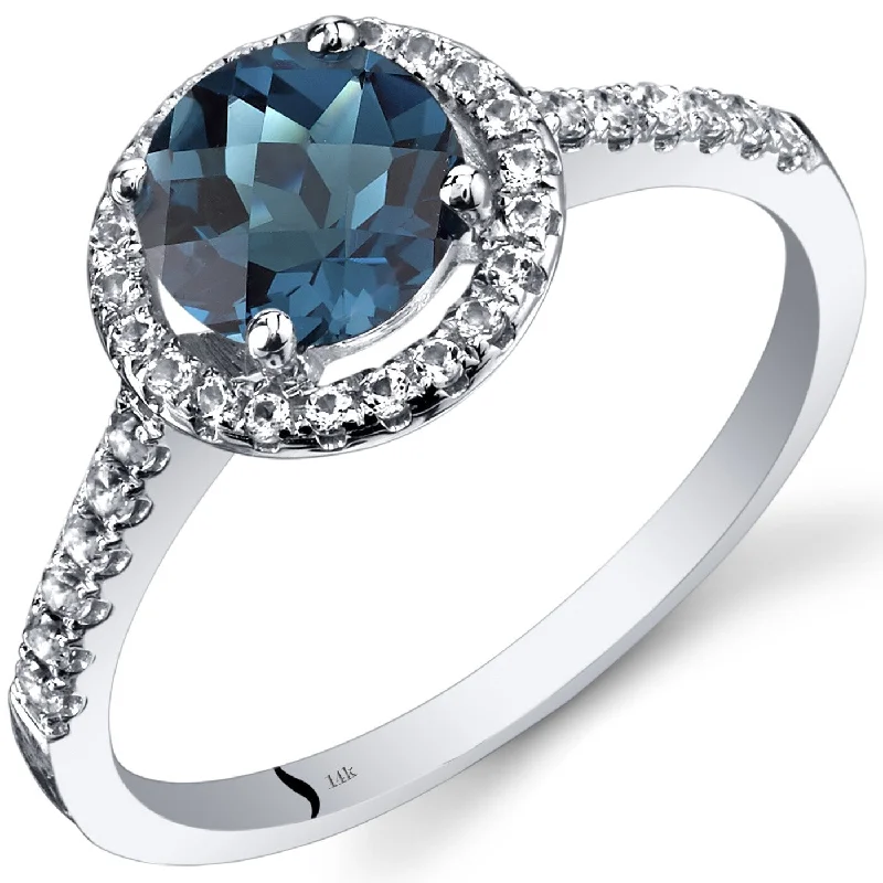 Gemstone rings crafted with sustainable stone sourcing -14k White Gold 1.59ct London Blue Topaz and White Topaz Ring