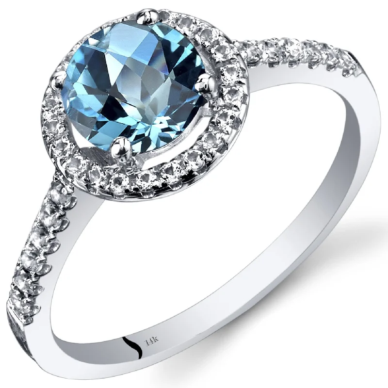 Gemstone rings featuring raw diamonds for wild beauty -14k White Gold 1.59ct Swiss Blue Topaz and White Topaz Ring