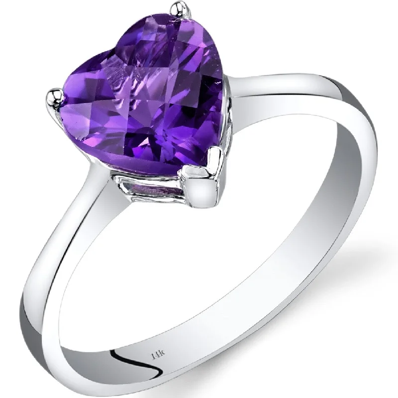 Rose gold gemstone rings for warm finger glow -14k White Gold 1.5ct Amethyst Solitaire Ring