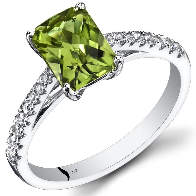 Wrapped gemstone rings with wire for boho charm -14k White Gold 1.66ct Peridot and White Topaz Ring