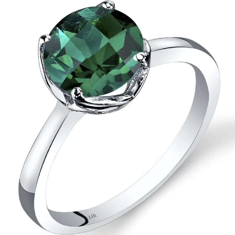 Quirky gemstone rings with offbeat stone designs -14k White Gold 1.75ct Created Emerald Ring