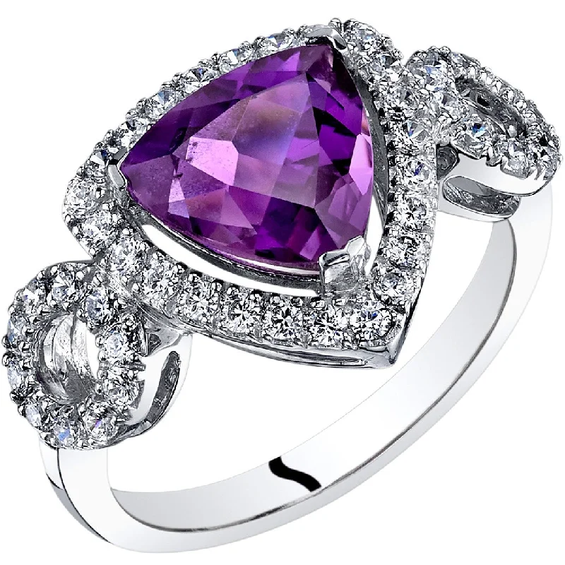 Gemstone rings perfect for gifting with stone shine -14k White Gold 1.94ct Amethyst and Cubic Zirconia Ring