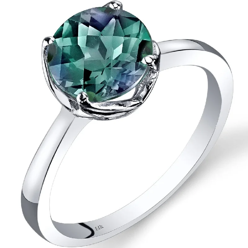 Personalized gemstone rings with custom-selected stone accents -14k White Gold 2.25ct Created Alexandrite Ring