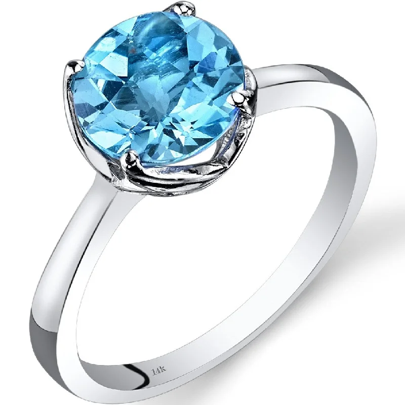 Gemstone rings featuring garnet for deep red allure -14k White Gold 2.25ct Swiss Blue Topaz Ring