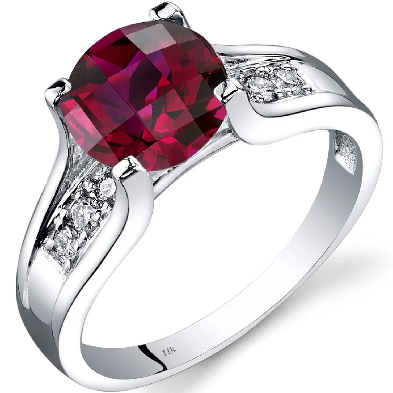 Gemstone rings featuring jade for green serene charm -14k White Gold 2.5ct Created Ruby and Diamond Ring