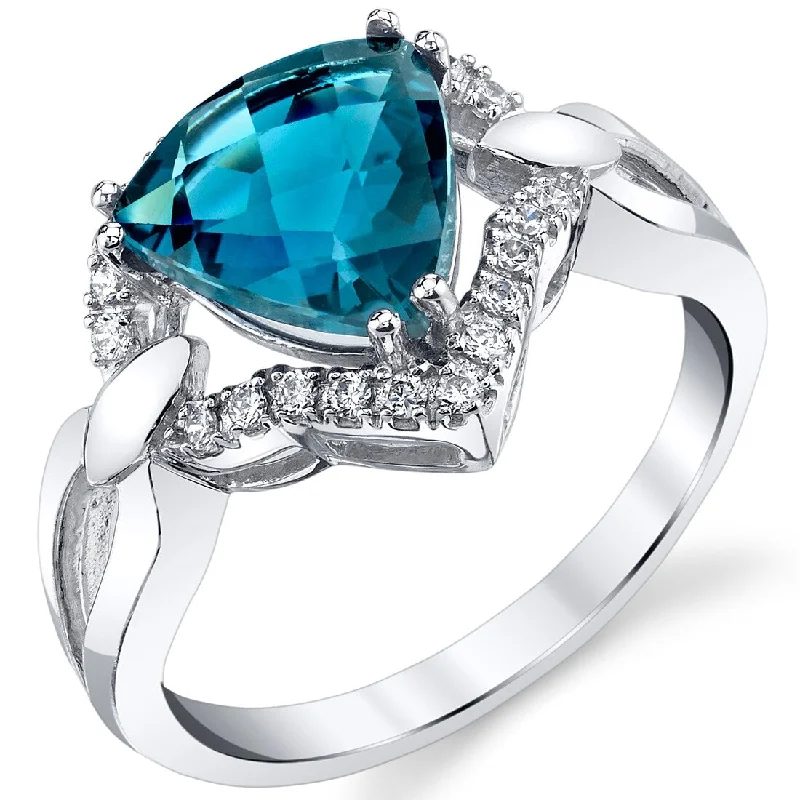 Gemstone rings perfect for kids with colorful stones -14k White Gold 2.5ct London Blue Topaz Ring