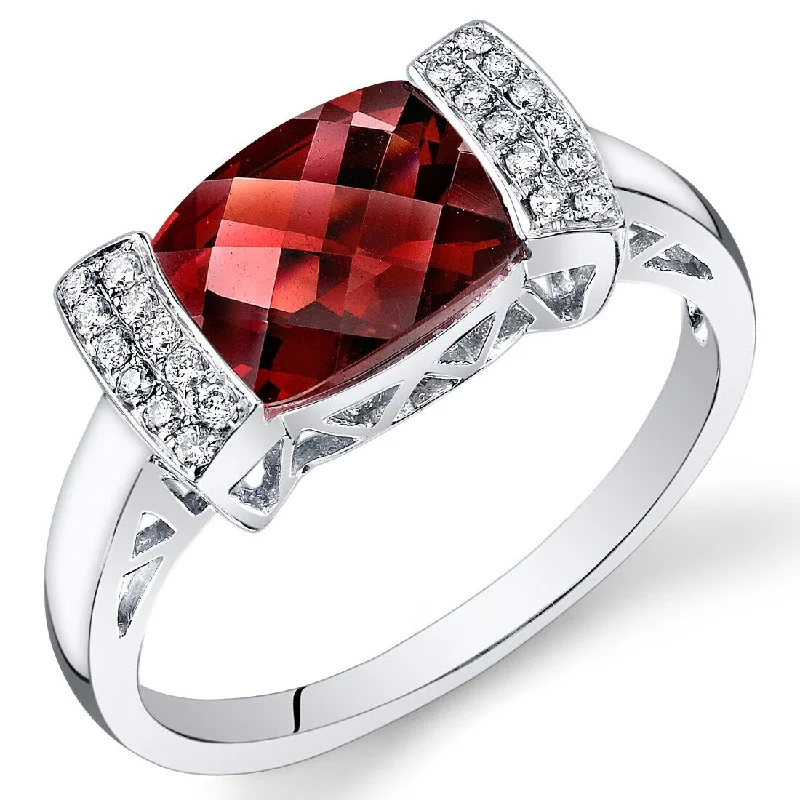 Gemstone rings featuring pearls for classic stone grace -14k White Gold 2.65ct Garnet and Diamond Ring