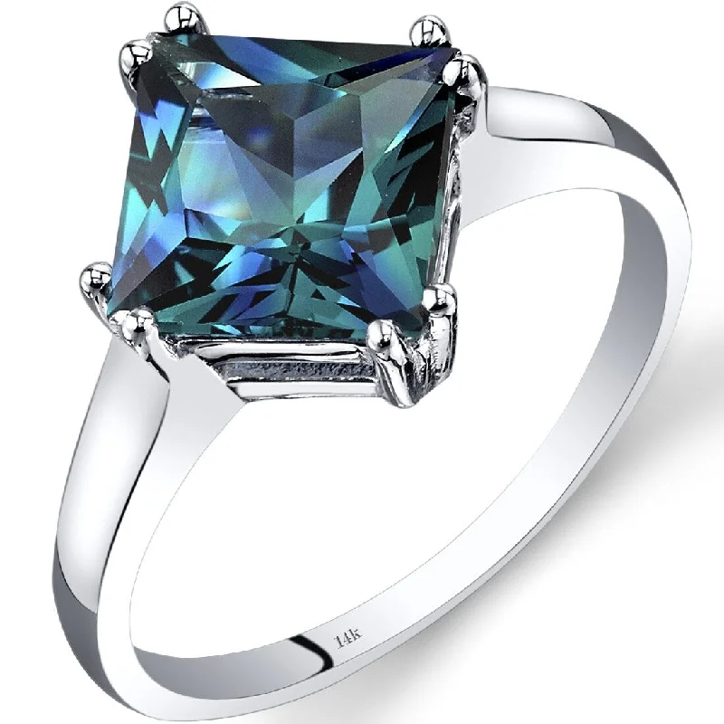 Birthstone gemstone rings with personal stone selections -14k White Gold 2.75ct Created Alexandrite Ring