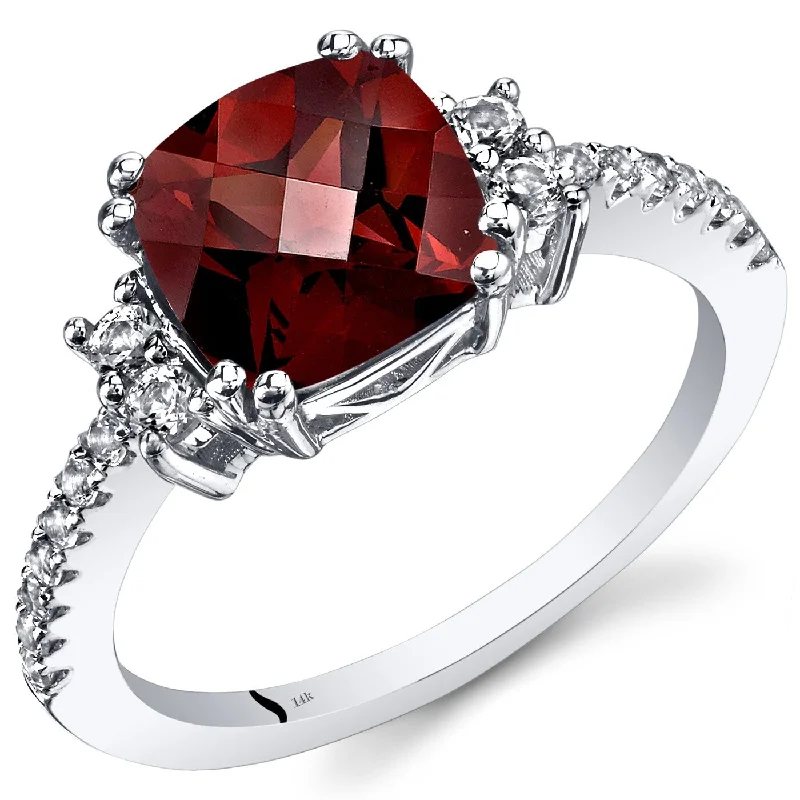 Gemstone rings featuring black diamonds for edgy shine -14k White Gold 2.78ct Garnet and White Topaz Ring