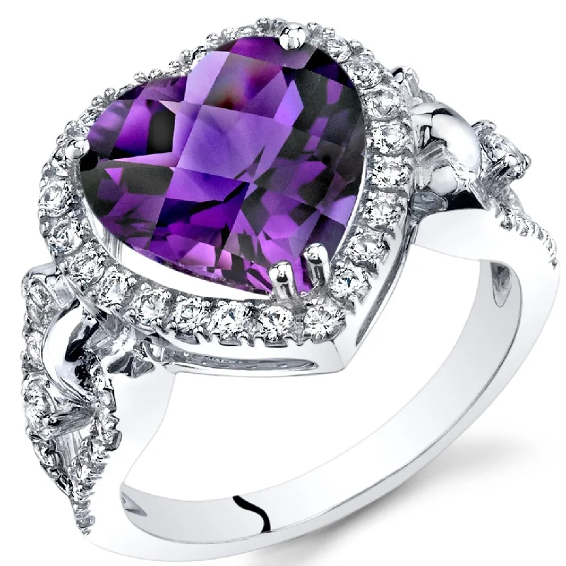 Gemstone rings featuring garnet for deep red allure -14k White Gold 3.5ct Amethyst and White Topaz Ring