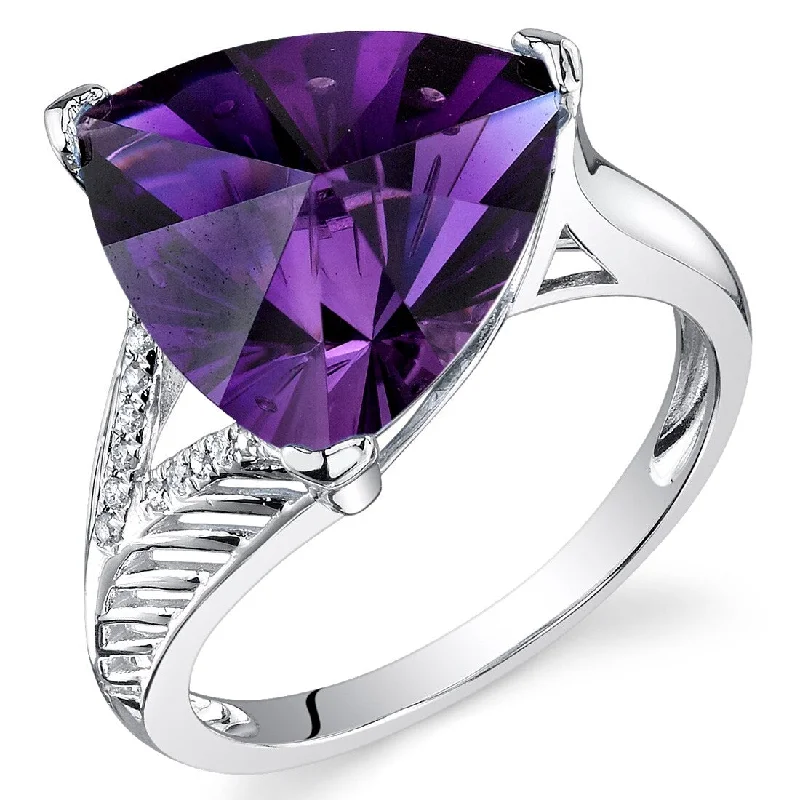 Gemstone rings perfect for holidays with stone cheer -14k White Gold 5.87ct Amethyst and Diamond Ring