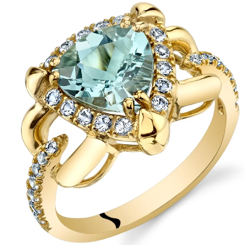 Gemstone rings perfect for teens with bold stones -14k Yellow Gold 1.79ct Aquamarine and White Topaz Ring