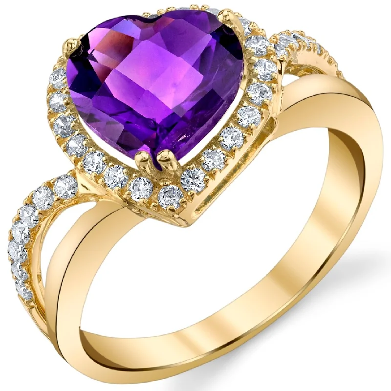 Gemstone rings perfect for gifting with stone shine -14k Yellow Gold 2.25ct Amethyst Gemstone Engagement Ring