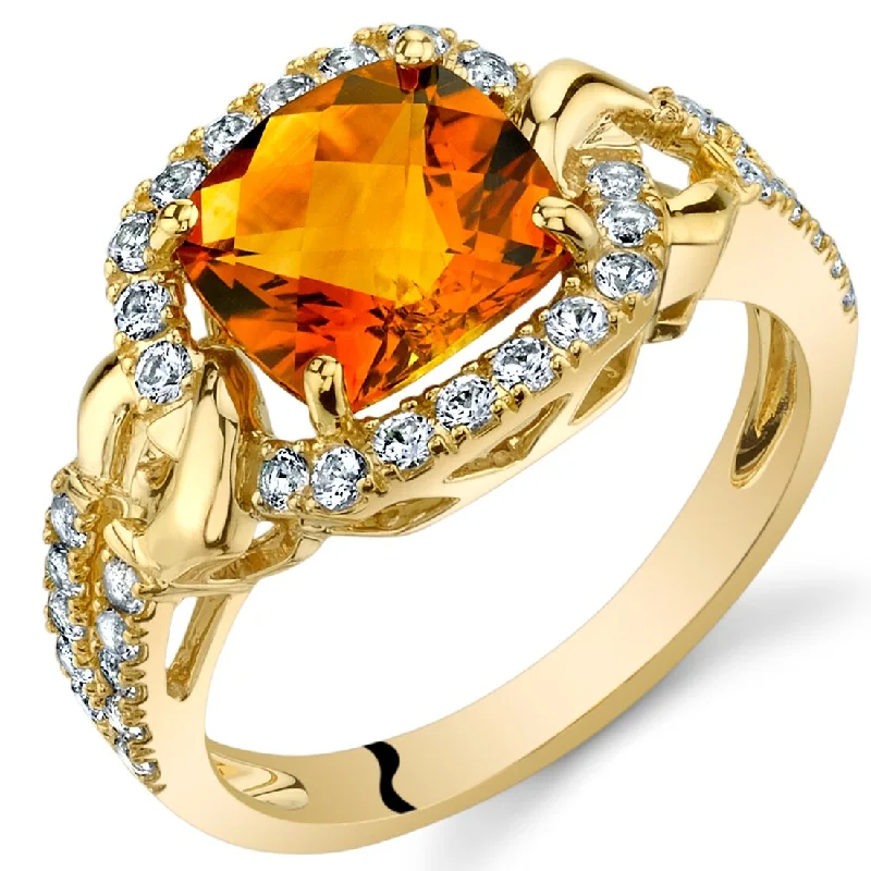 Geometric gemstone rings with sharp stone patterns -14k Yellow Gold 2.38ct Citrine and White Topaz Ring