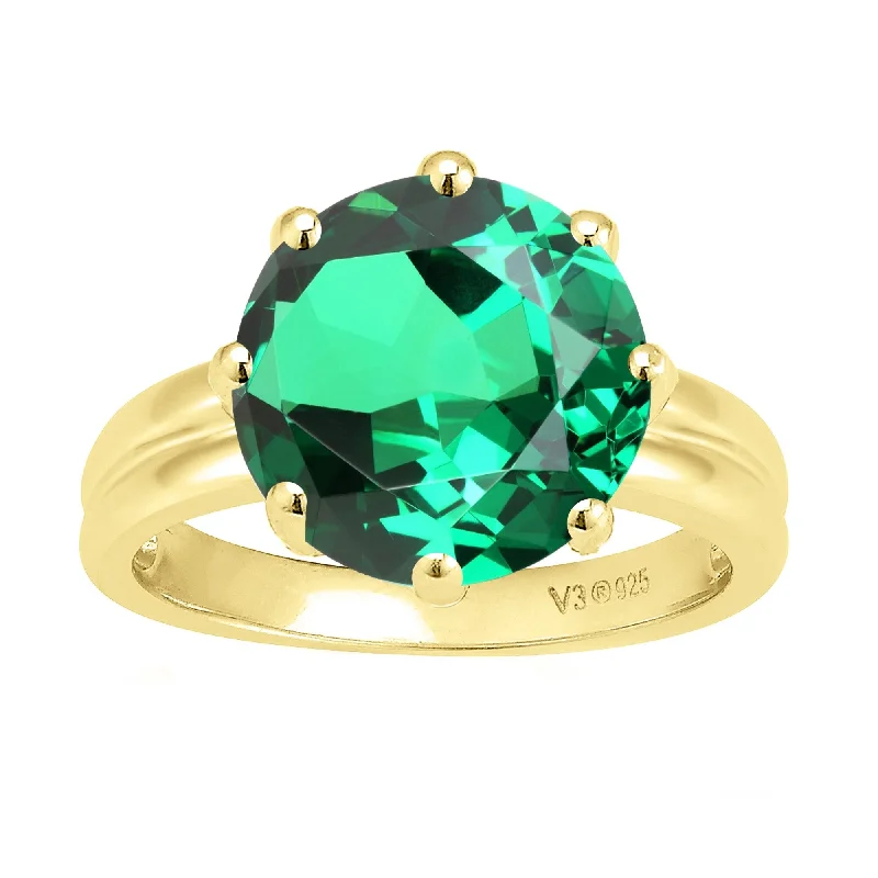 Gemstone rings perfect for casual finger accessorizing -3.10Ct Gold Over Sterling Silver Emerald Solitaire Ring