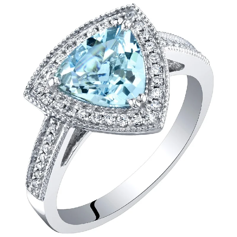 Gemstone rings with retro stone settings for charm -IGI Certified 1.50 ct Aquamarine and Diamond Ring in 14k White Gold