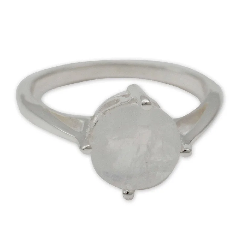 Chunky gemstone rings for striking finger statements -NOVICA Handmade Fortune Sterling Silver Moonstone Ring (India)