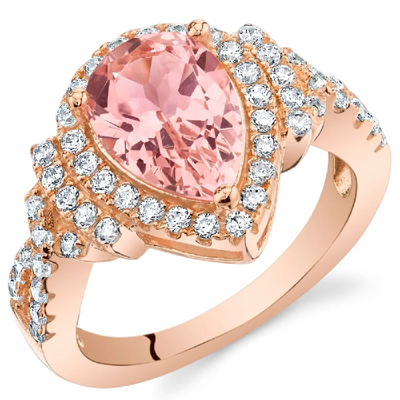 Gemstone rings perfect for casual finger accessorizing -Rose Tone Sterling Silver 2.75 ct Created Morganite Ring