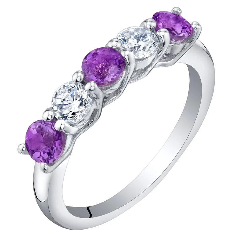 Oversized gemstone rings designed for bold finger impact -Sterling Silver 0.5 ct Amethyst Stackable Ring