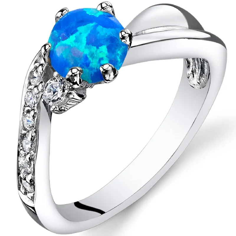 Silver gemstone rings offering budget stone sparkle -Sterling Silver 0.5 ct Blue Opal Ring