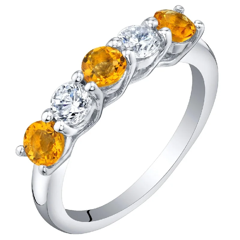 Simple gemstone rings ideal for everyday finger charm -Sterling Silver 0.5 ct Citrine Stackable Ring