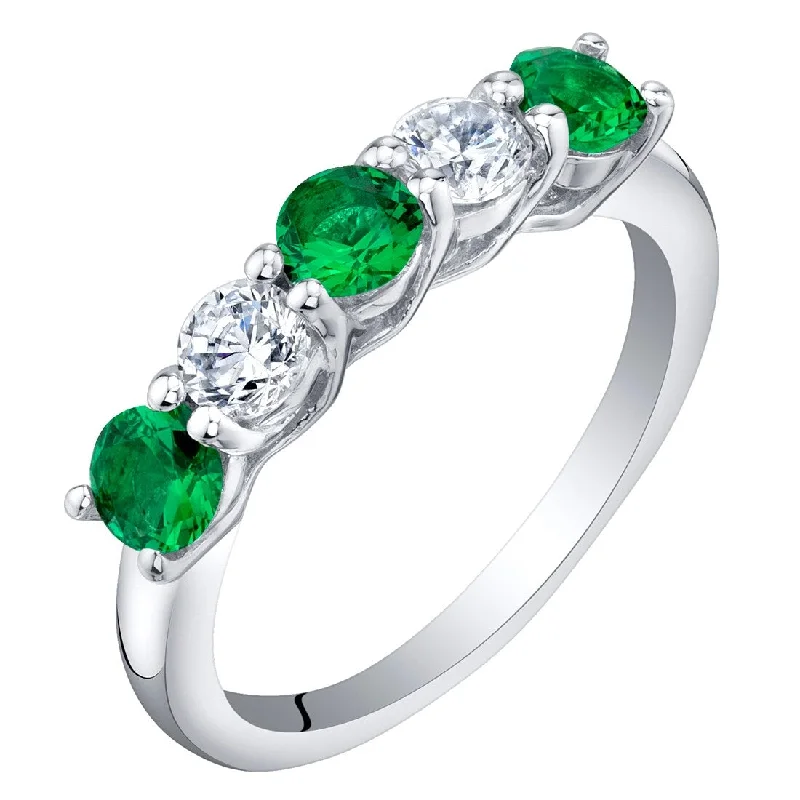 Gemstone rings featuring sapphire for rich blue shine -Sterling Silver 0.5 ct Created Emerald Stackable Ring