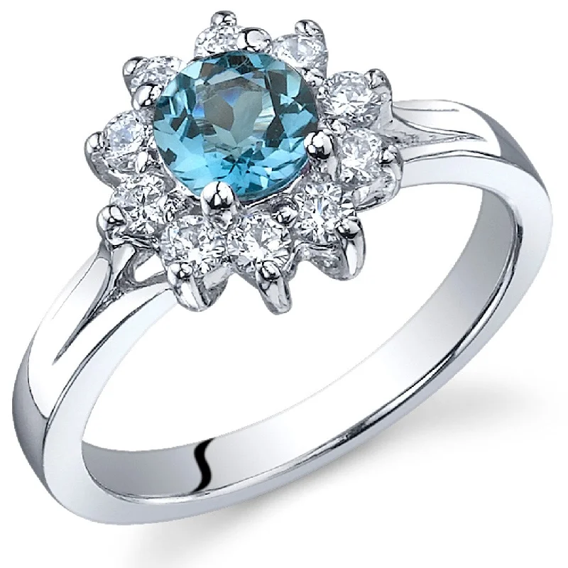 Gemstone rings featuring ruby for fiery red charm -Sterling Silver 0.5 ct London Blue Topaz Floral Ring