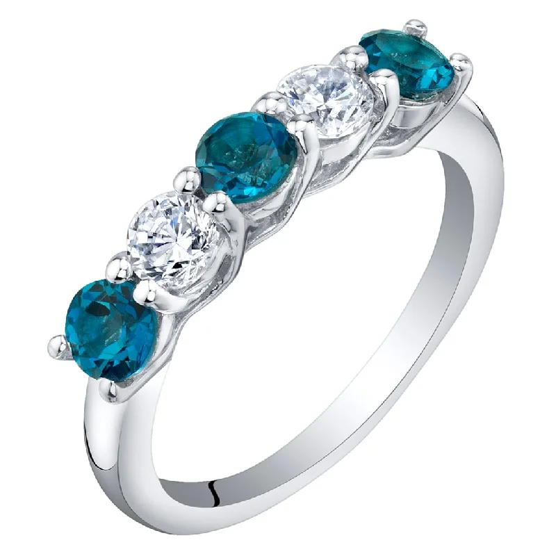 Fringe gemstone rings with stone drops for play -Sterling Silver 0.5 ct London Blue Topaz Stackable Ring