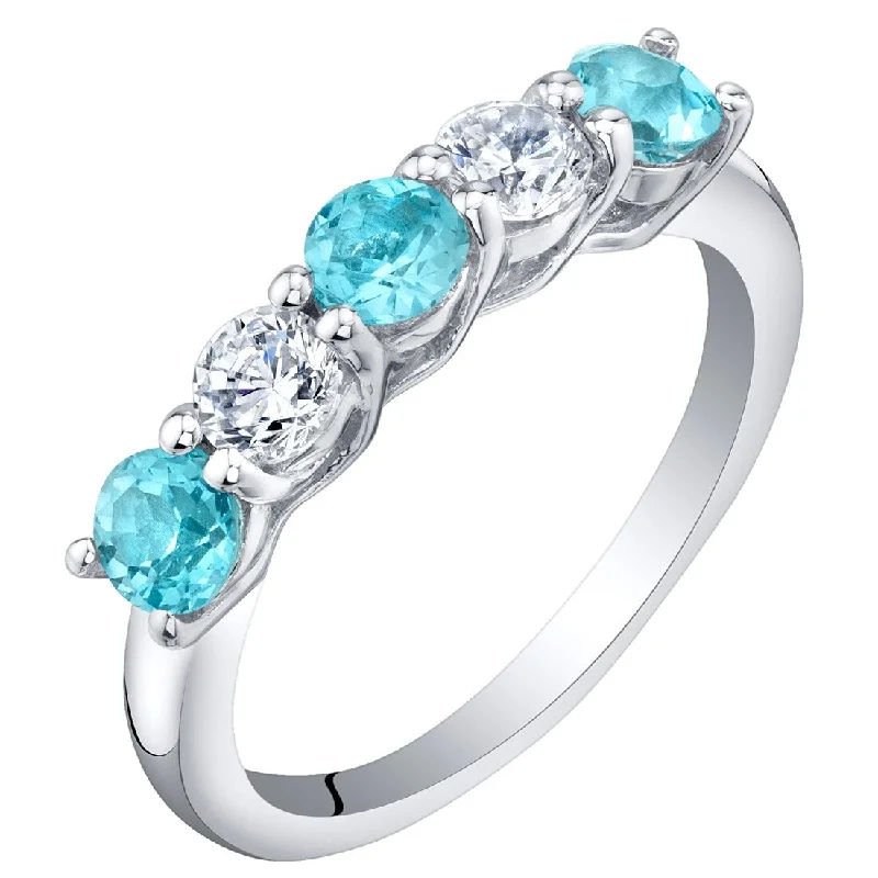 Vibrant gemstone rings with multicolor stone arrays -Sterling Silver 0.5 ct Swiss Blue Topaz Stackable Ring