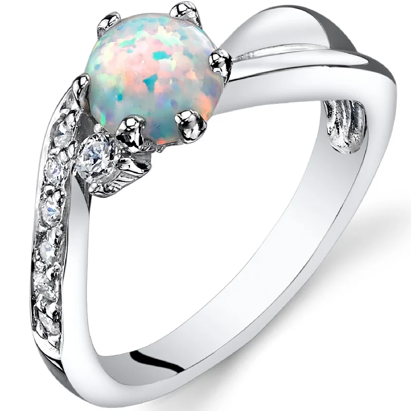 Gold gemstone rings adding bright shine to fingers -Sterling Silver 0.5 ct White Opal Promise Ring