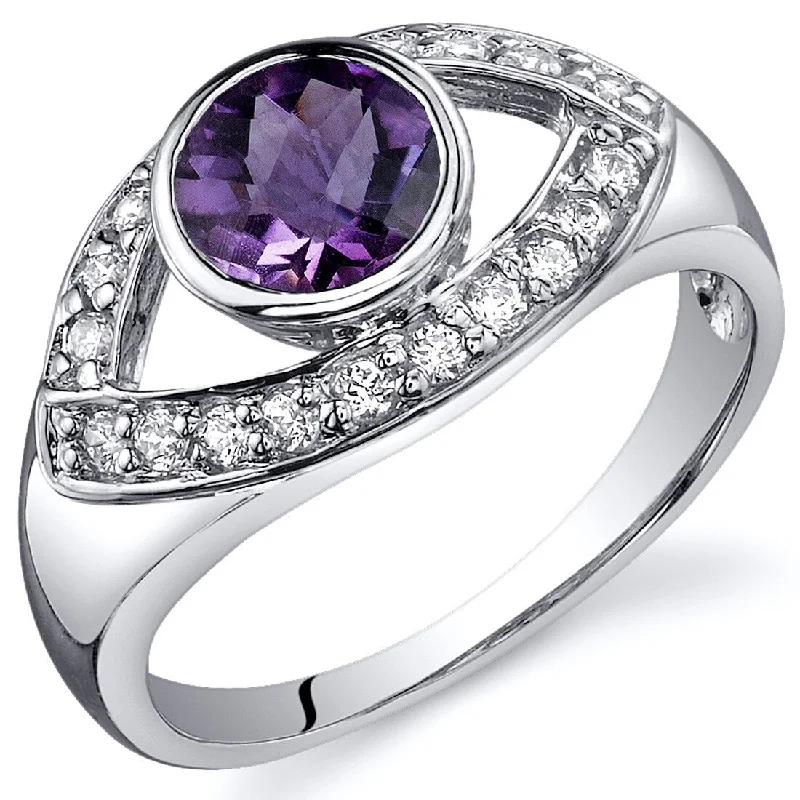 Gemstone rings perfect for holidays with stone cheer -Sterling Silver 0.75 ct Amethyst Birthstone Ring