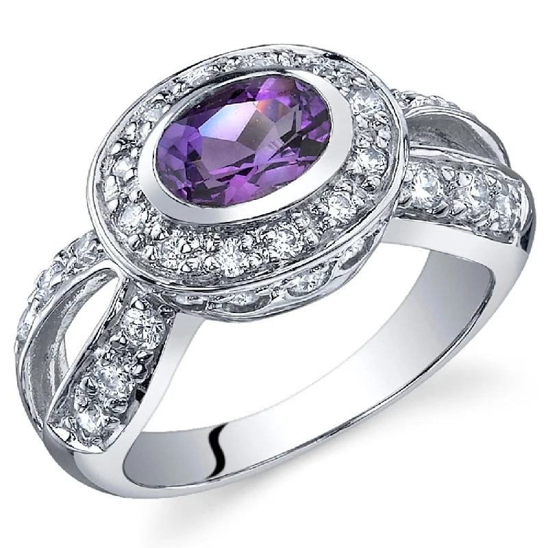 Gemstone rings featuring rose-cut stones for soft shine -Sterling Silver 0.75 ct Amethyst Birthstone Ring