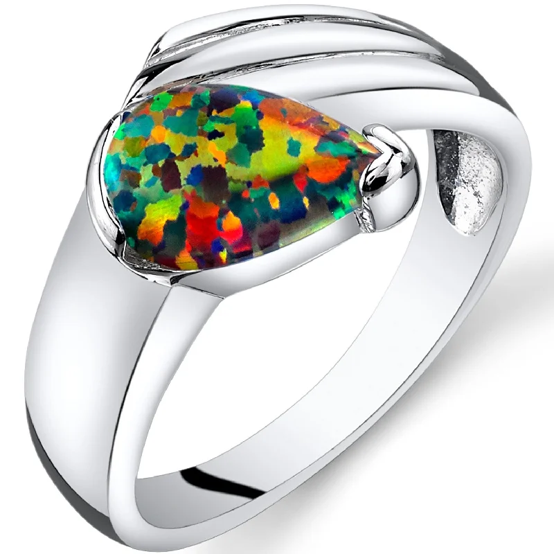 Gemstone rings perfect for kids with colorful stones -Sterling Silver 0.75 ct Black Opal Ring