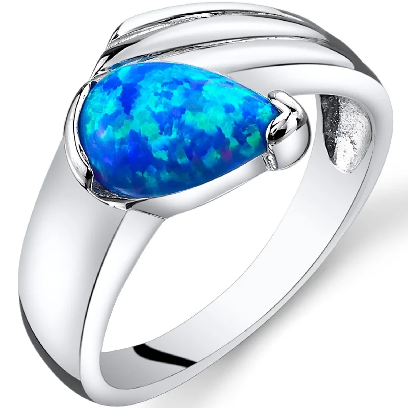 Stylish gemstone rings perfect for vibrant finger elegance -Sterling Silver 0.75 ct Blue Opal Ring