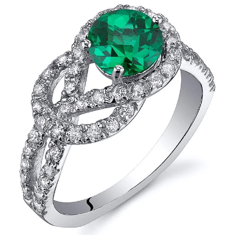 Birthstone gemstone rings with personal stone selections -Sterling Silver 0.75 ct Created Emerald Birthstone Ring