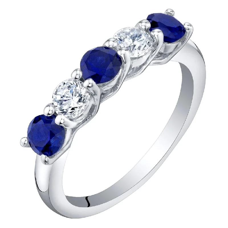 Quartz gemstone rings with clear stone finger elegance -Sterling Silver 0.75 ct Created Sapphire Stackable Ring