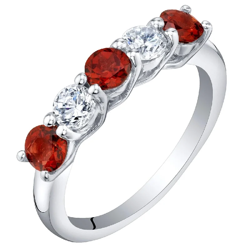 Gemstone rings featuring sunstone for fiery stone glow -Sterling Silver 0.75 ct Garnet Stackable Ring