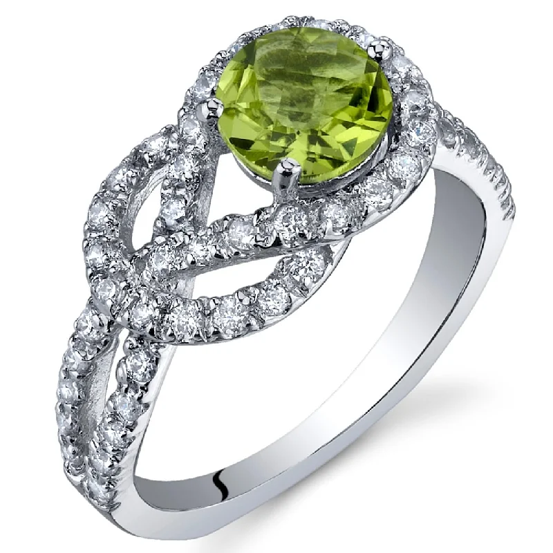 Mixed gemstone rings with dual metal finger styles -Sterling Silver 0.75 ct Peridot Birthstone Ring