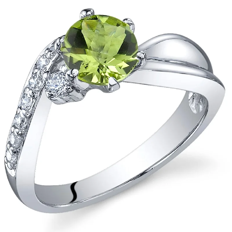 Chakra gemstone rings with stones for energy balance -Sterling Silver 0.75 ct Peridot Birthstone Ring