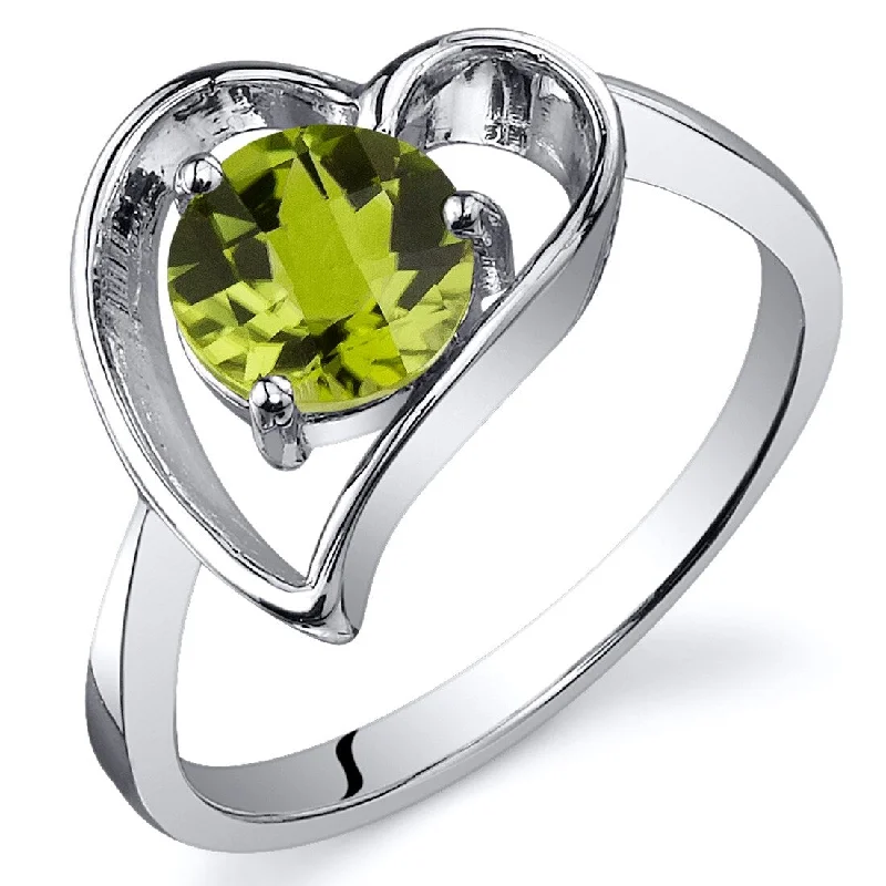 Vintage gemstone rings with detailed stone settings -Sterling Silver 0.75 ct Peridot Solitaire Ring