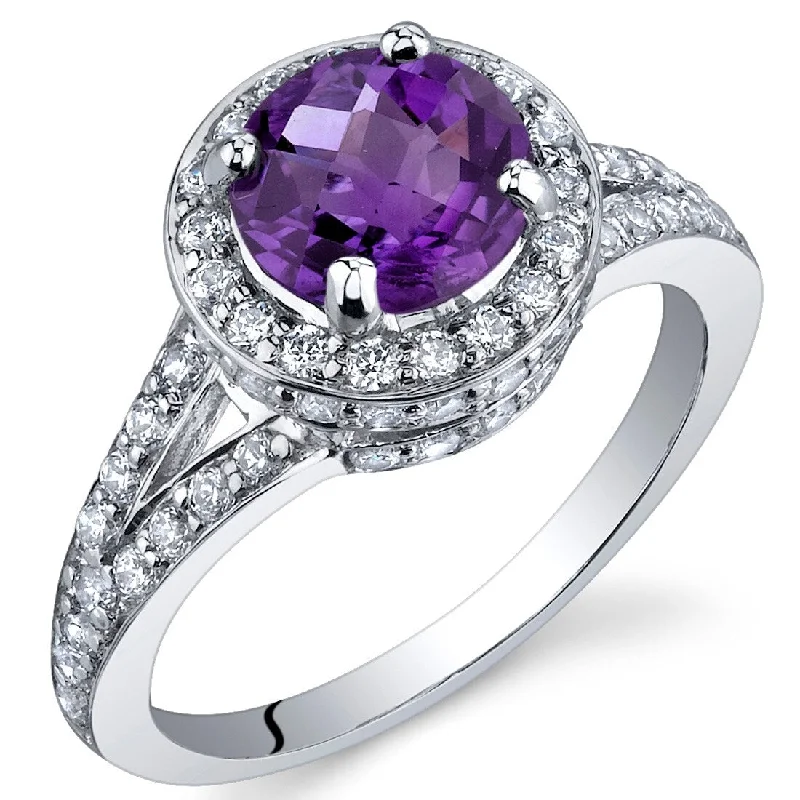 Matte gemstone rings with subtle stone finish -Sterling Silver 1.25 ct Amethyst Birthstone Ring