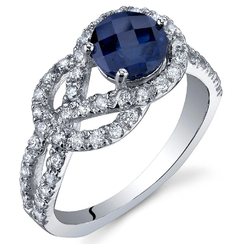 Gemstone rings featuring stretch bands for easy wear -Sterling Silver 1.25 ct Created Sapphire Birthstone Ring