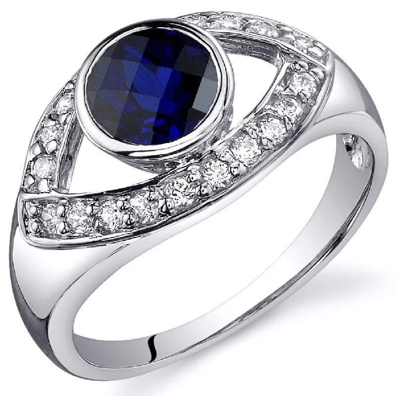 Bold gemstone rings with striking stone cut shapes -Sterling Silver 1.25 ct Created Sapphire Birthstone Ring